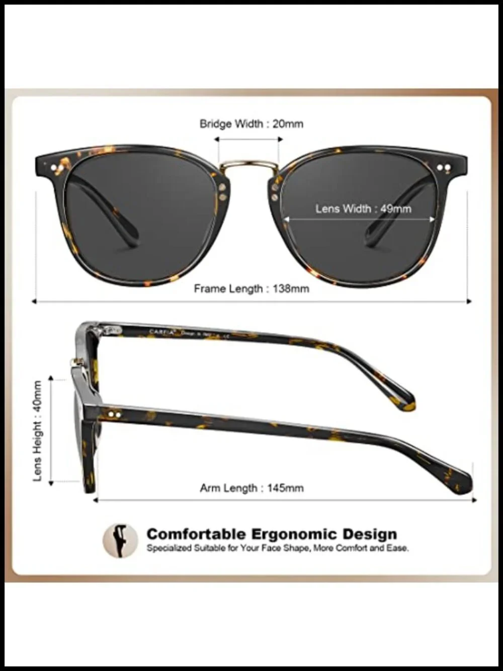 Acetate Polarized Sunglasses UV Protection Retro Square Frame
